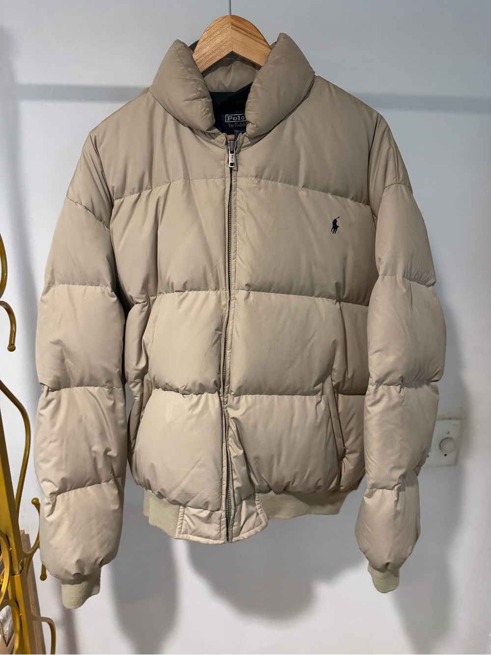 Vintage Polo Ralph Lauren Tan Down Jacket Large